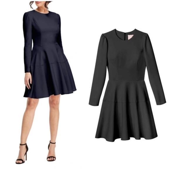 Gal Meets Glam Celeste Fit and Flare Dress Navy - Picture 1 of 14